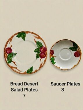 Franciscan Apple Pattern 7 Bread,Desert or Salad Plates and 3 Saucer Plates